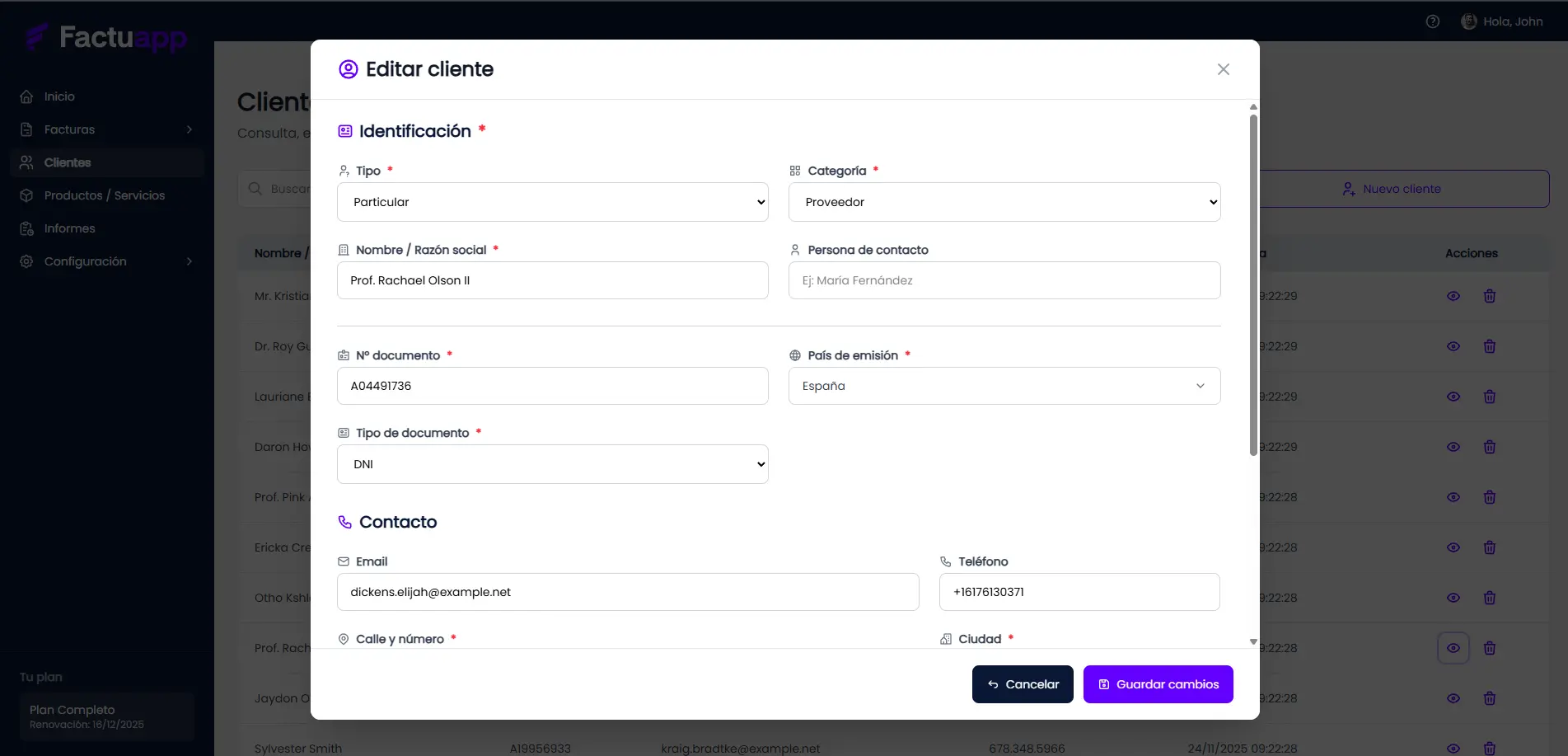Gestión de clientes